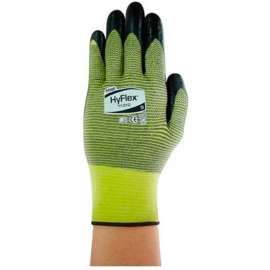 HyFlex Cut Resistant Gloves, Ansell 11-510, Black Nitrile Palm Coat, Size 7, 1 Pair