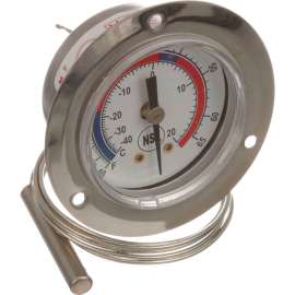 Allpoints 62-1038 2" Recessed Dial Refrigerator / Freezer Thermometer with 48" Capillary