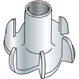 Tee Nut - 1/4-20 x 7/16" L - 4 Prong - Steel - Zinc CR+3 - Pkg of 250 - Brighton-Best 302520