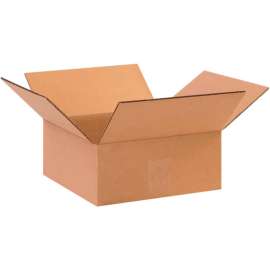 Global Industrial Flat Cardboard Corrugated Boxes, 10"L x 10"W x 4"H, Kraft