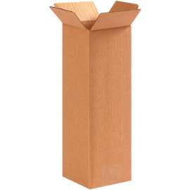 Global Industrial Tall Cardboard Corrugated Boxes, 4"L x 4"W x 12"H, Kraft