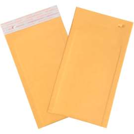 Global Industrial Self Seal Bubble Mailers w/ Tear Strip, #0, 6"W x 10"L, Golden Kraft, 25/Pk