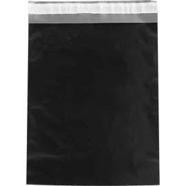 Global Industrial Colored Poly Mailers, 12"W x 15-1/2"L, 2.5 Mil, Black, 100/Pack