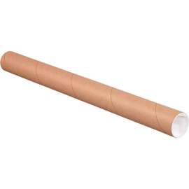 Mailing Tubes With Caps, 2" Dia. x 12"L, 0.06" Thick, Kraft, 50/Pack