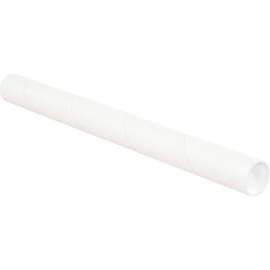Mailing Tubes With Caps, 2-1/2" Dia. x 12"L, 0.06" Thick, White, 34/Pack