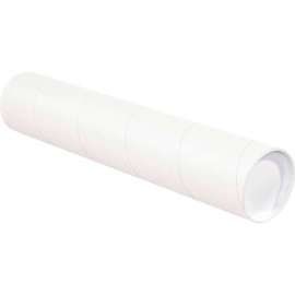 Mailing Tubes With Caps, 4" Dia. x 48"L, 0.08" Thick, White, 15/Pack