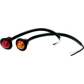 Buyers .75" Round Marker Clearance Lights - 3 LED Red With Stripped Leads - 5627514