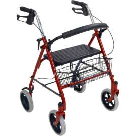 Drive Medical 10257RD-1 4-Wheel Walker Rollator with Fold Up Removable Back Support, Red