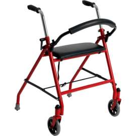 Drive Medical 1239RD Two Wheeled Walker with Seat, Red