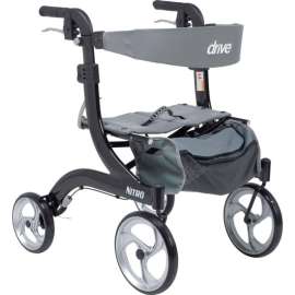 Drive Medical RTL10266BK-H Nitro Euro Style Walker Rollator, Petite, Black