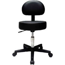 Pneumatic Mobile Stool with Back, 18" - 22"H, Black