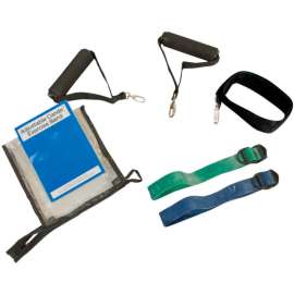 CanDo Adjustable Exercise Band, 2 Band Set, Moderate -Green, Blue)