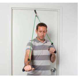 CanDo Shoulder Pulley Exerciser with Tubing and Handles, Green, Medium, 1 Set