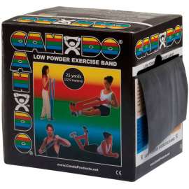 CanDo Low Powder Exercise Band, Black, 25 Yard Roll, 1 Roll/Box