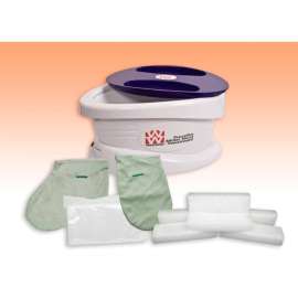 WaxWel Paraffin Bath with 6 lb. Peach Paraffin, 100 Liners, 1 Mitt and 1 Bootie