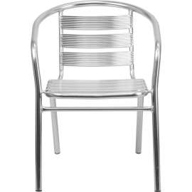 Flash Furniture Heavy-Duty Restaurant Stacking Chair - Triple Slat Back - Aluminum