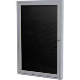 Ghent Enclosed Letter Board - Outdoor / Indoor - 1 Door - Black Letterboard w/Silver Frame - 36"x36"