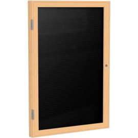 Ghent Enclosed Letter Board - 1 Door - Black Letterboard w/Oak Frame - 36" x 24"