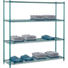 Nexel Poly-Green, 4 Tier, Wire Shelving Starter Unit, 72"W x 14"D x 74"H