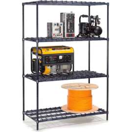 Nexel Poly-Z-Brite, 4 Tier, Heavy Duty, Wire Shelving Starter Unit, 24"W x 18"D x 63"H