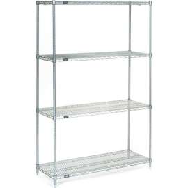 Nexel Stainless Steel, 4 Tier, Wire Shelving Starter Unit, 36"W x 14"D x 63"H
