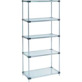 Nexel Galvanized Steel, 5 Tier, Solid Shelving Starter Unit, 24"Wx18"Dx74"H