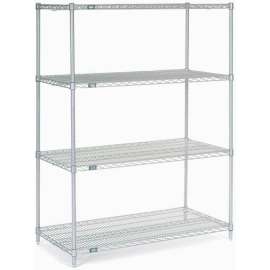 Nexel Stainless Steel, 5 Tier, Wire Shelving Starter Unit, 48"W x 18"D x 63"H