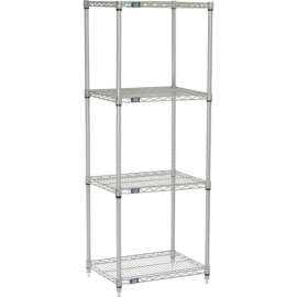 Nexel Shelving Wire Shelving Starter Unit, 24"W x 21"D x 63"H