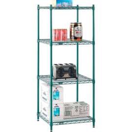 Nexel Poly-Green, 5 Tier, Wire Shelving Starter Unit, 24"W x 24"D x 74"H