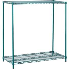 Nexel Poly-Green, 2 Tier, Wire Shelving Starter Unit, 30"W x 24"D x 34"H