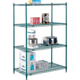 Nexel Poly-Green, 5 Tier, Wire Shelving Starter Unit, 36"W x 24"D x 63"H
