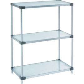 Nexel Galvanized Steel, 3 Tier, Solid Shelving Starter Unit, 60"Wx24"Dx34"H