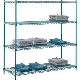 Nexel Poly-Green, 5 Tier, Wire Shelving Starter Unit, 72"W x 24"D x 74"H