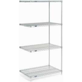 Nexel Stainless Steel, 5 Tier, Wire Shelving Add-On Unit, 36"W x 18"D x 86"H