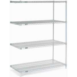 Nexel Stainless Steel, 5 Tier, Wire Shelving Add-On Unit, 54"W x 18"D x 63"H