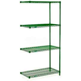 Nexel Poly-Green, 5 Tier, Wire Shelving Add-On Unit 48"W x 24"D x 86"H
