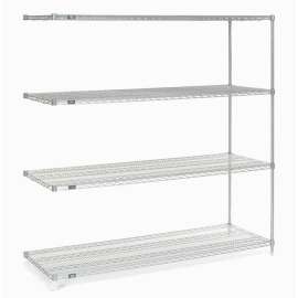 Nexel Stainless Steel, 5 Tier, Wire Shelving Add-On Unit, 72"W x 24"D x 86"H