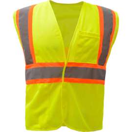 GSS Safety 1007 Standard Class 2 Two Tone Mesh Hook & Loop Safety Vest, Lime, Medium