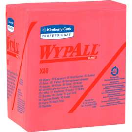 Wypall X80 Hydroknit Wipes 1/4 Fold 12-1/2' x 13", Red 50 Wipes/Pack 4/Case - KIM41029
