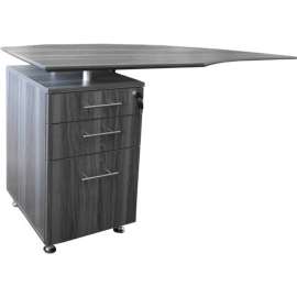Safco Medina 63"W Left Curved Desk Return With Pencil-Box-File Pedestal Gray Steel