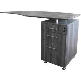Safco Medina 63"W Right Curved Desk Return With Pencil-Box-File Pedestal Gray Steel