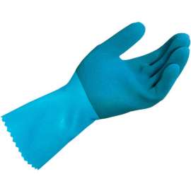 MAPA Blue-Grip LL301 Natural Rubber Gloves, Heavy Weight, Blue, 1 Pair, Large, 301428