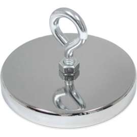 Master Magnetics Ceramic Hang-It Magnet RB80EB with Attached Eyebolt 95 Lbs. Pull Chrome Plating