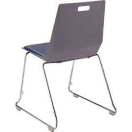 NPS - LuvraFlex Series Charcoal/Blue Padded Plastic Stack Chair with Chrome Frame