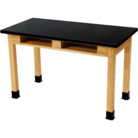 NPS - Wood Series Solid Ash 72"L x 30"W x 30"H Science Table with Chemical Resistant Top & Book Compartments
