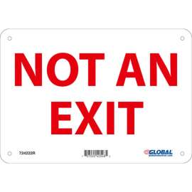 Global Industrial Not An Exit, 10''W x 7'' H, Rigid Plastic