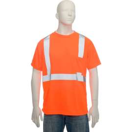 OccuNomix Standard Wicking Birdseye Class 2 T-Shirt W/ Pocket Hi-Vis Orange, 3XL, LUX-SSETP2B-O3X