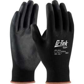 PIP 33-B125/L G-Tek GP General Duty Nylon Glove, PU Coated, Black, L, 12 Pair