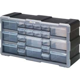 Quantum Plastic Drawer Cabinet PDC-22BK - 22 Drawers 6-1/4"W x 19-1/2"D x 10"H