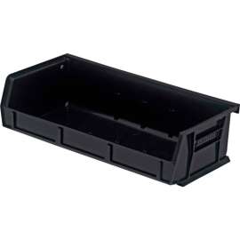 Quantam Storage 11"W x 5-3/8"D x 3"H Ultra Series Stack and Hang Bin, Black, Polypropylene, 3 Slots